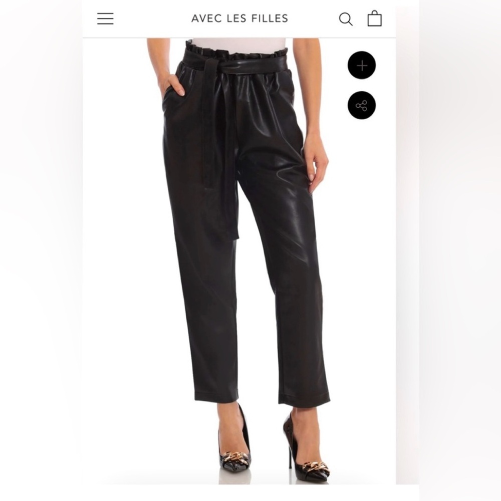 Avec Les Filles Black fux balaclava leather pants size M new with tags